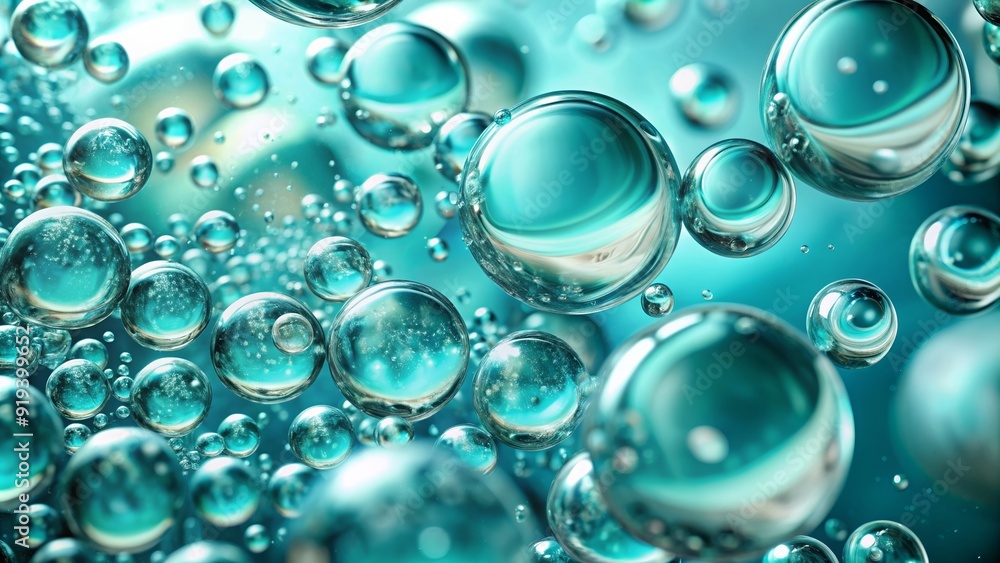 Macro close-up of delicate bubbles suspended in turquoise liquid, showcasing clarity and texture under light , macro Macro close-up of delicate bubbles suspended in turquoise liquid, showcasing clarity and texture under light , macro