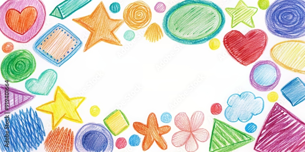 Colorful hand drawn shapes on white background, abstract, colorful, shapes, hand drawn, orderly, bright, blue, green, pink Colorful hand drawn shapes on white background, abstract, colorful, shapes, hand drawn, orderly, bright, blue, green, pink
