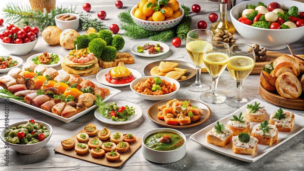Classy and elegant Western cuisine dishes for a New Year's or girls' party gathering , party, celebration, food Classy and elegant Western cuisine dishes for a New Year's or girls' party gathering , party, celebration, food