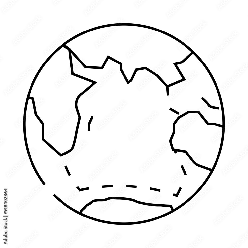 indian ocean map line icon vector. indian ocean map sign.
