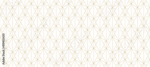Gold line pattern. Vector geometric seamless texture. Golden ornament with delicate grid, thin lines, outline lattice, mesh, net, diamonds, triangles. Luxury abstract repeatable art deco background