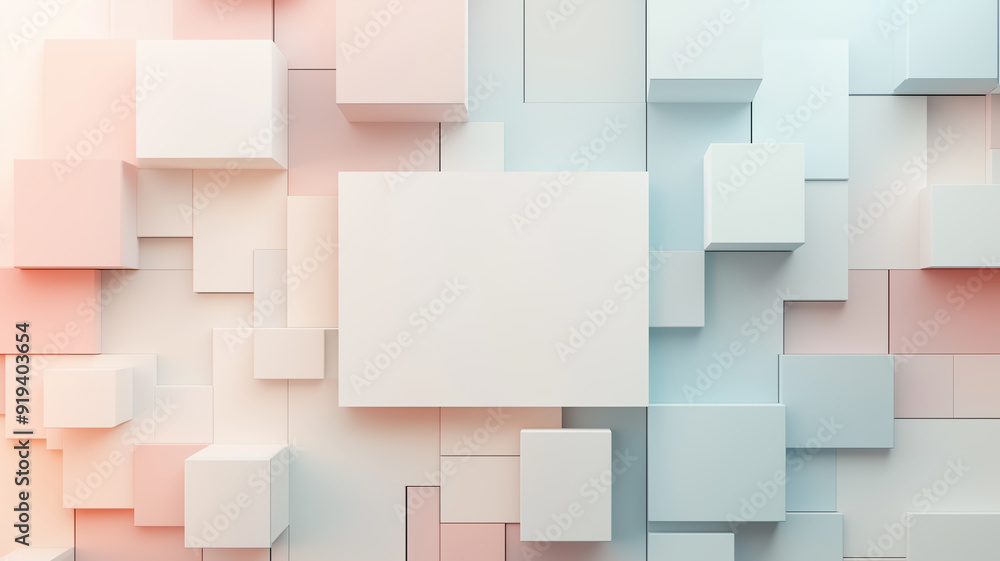 Abstract 3D render of geometric shapes, with a large central area in soft gradient colors perfect for promotional copy space Abstract 3D render of geometric shapes, with a large central area in soft gradient colors perfect for promotional copy space