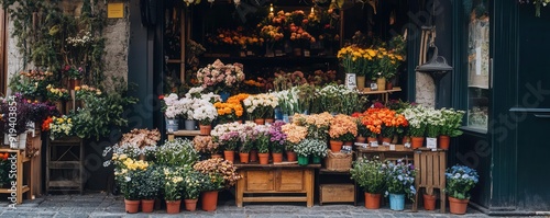 A vibrant flower shop displ...