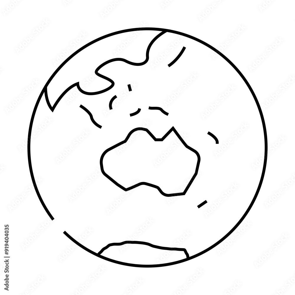 australia earth planet map line icon vector. australia earth planet map sign. isolated contour symbol black illustration australia earth planet map line icon vector. australia earth planet map sign. isolated contour symbol black illustration