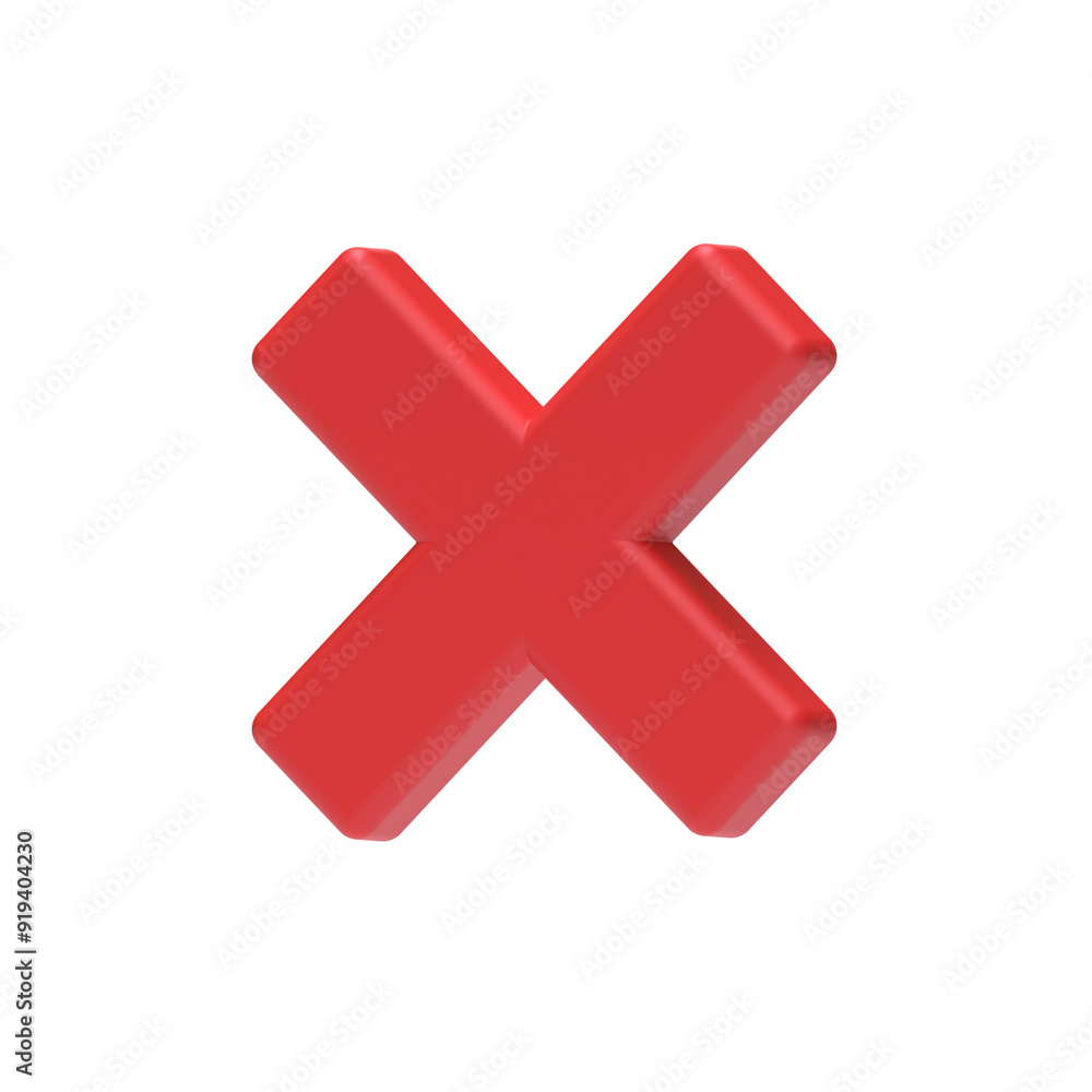 Red Denied Check Mark 3D Icon Illustration Red Denied Check Mark 3D Icon Illustration