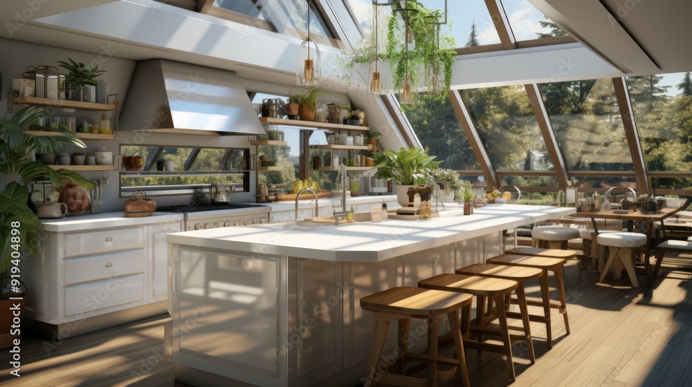 Modern Kitchen with Skylights and a Large Island Modern Kitchen with Skylights and a Large Island