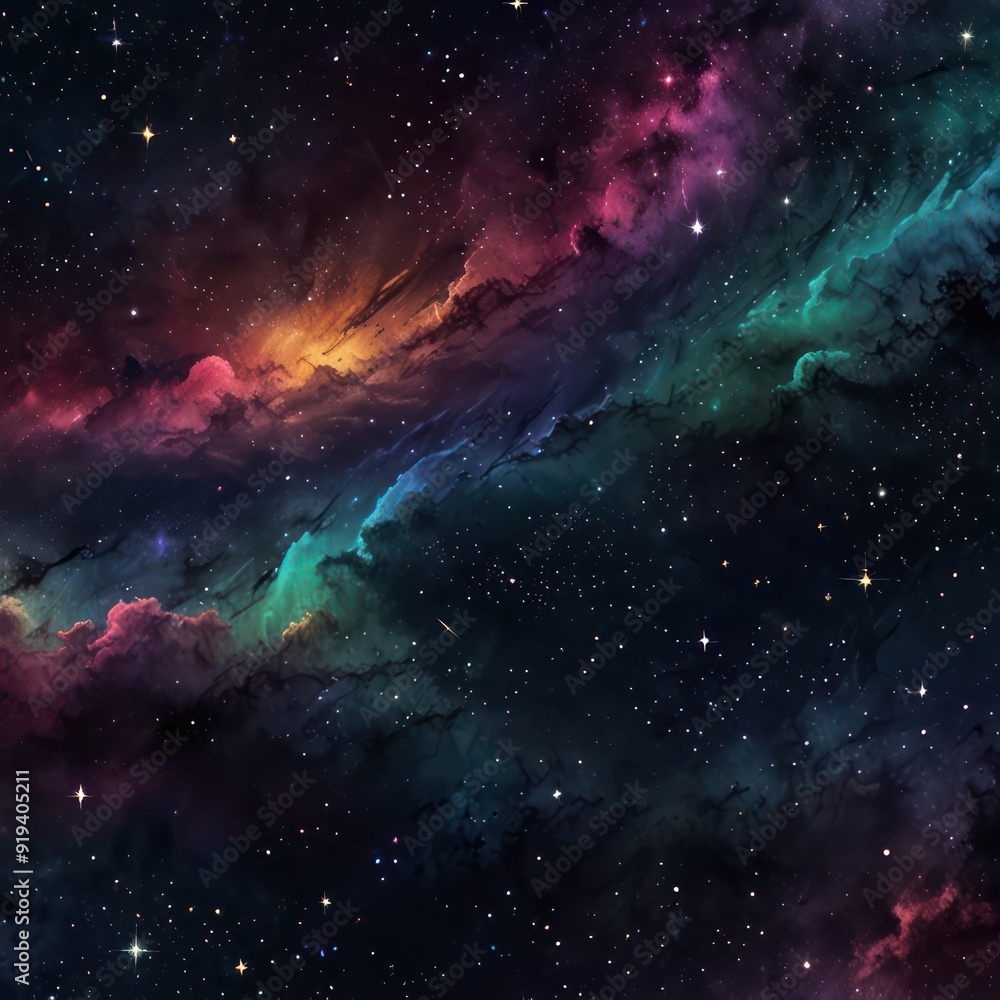 An abstract design that resembles a celestial landscape, with swirling stars and deep space hues An abstract design that resembles a celestial landscape, with swirling stars and deep space hues