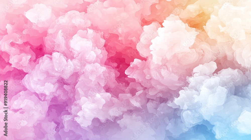 A multicolored background with pink, blue, yellow, and white clouds centered A multicolored background with pink, blue, yellow, and white clouds centered