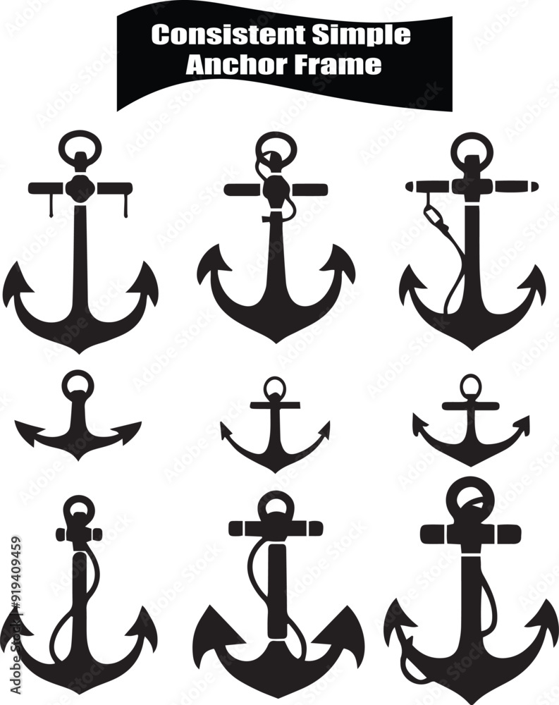 Anchor Frame Versatile Black Silhouette Vector Series Anchor Frame Versatile Black Silhouette Vector Series