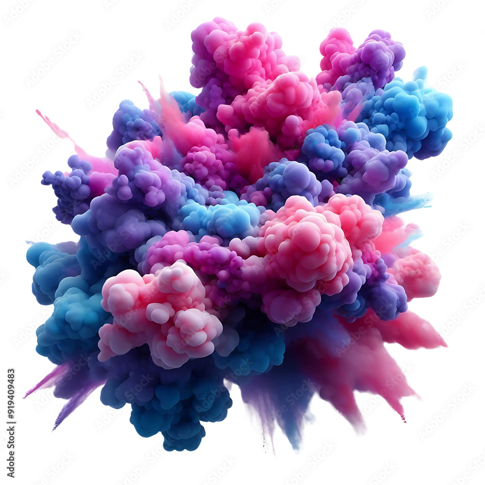 Fototapeta premium An explosion of colorful smoke in shades.