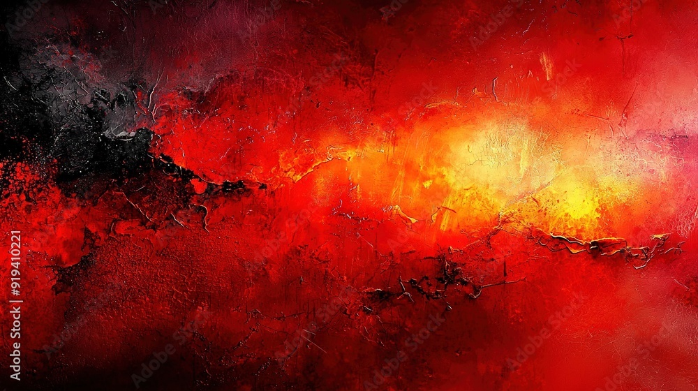 Fototapeta premium A monochrome canvas featuring a vibrant red-yellow stripe amidst contrasting black-white hues