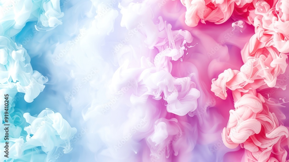 Fototapeta premium Vibrant pastel colors blend in an abstract cloud pattern, creating a dreamy and artistic background perfect for creative projects.