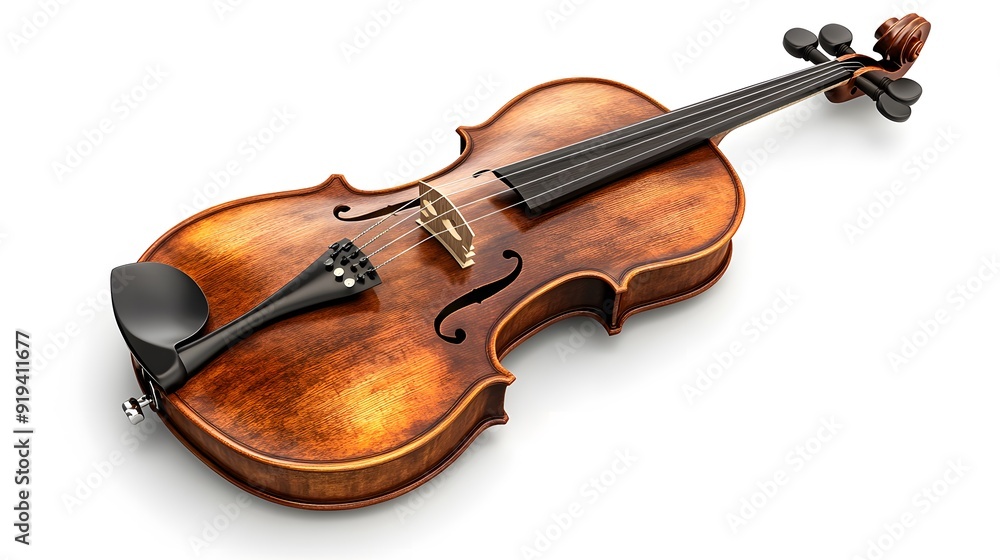 A classical violin with bow, rich wood grain, warm reddish-brown varnish, high detail, studio lighting, pure white background. A classical violin with bow, rich wood grain, warm reddish-brown varnish, high detail, studio lighting, pure white background.