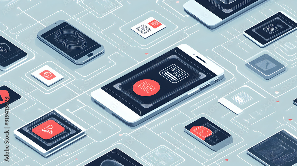 - An illustration of digital identities being secured with multi-factor authentication and biometric verification - An illustration of digital identities being secured with multi-factor authentication and biometric verification