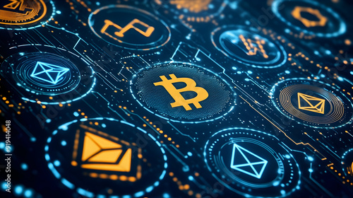 Digital Wallet Displaying Cryptocurrency - An illustration of a digital wallet screen showcasing various cryptocurrency icons and balances