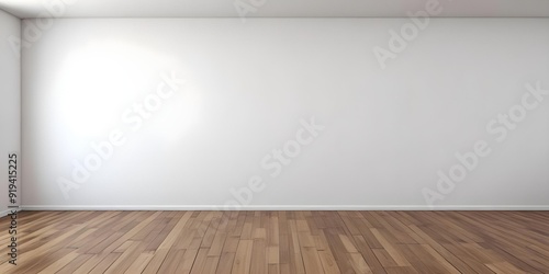Empty room with white wall and wooden floor.