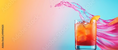 Bartender in midmotion, flipping cocktail shakers with neon trails, abstract background with vivid colors, capturing the excitement and flair of mixology photo