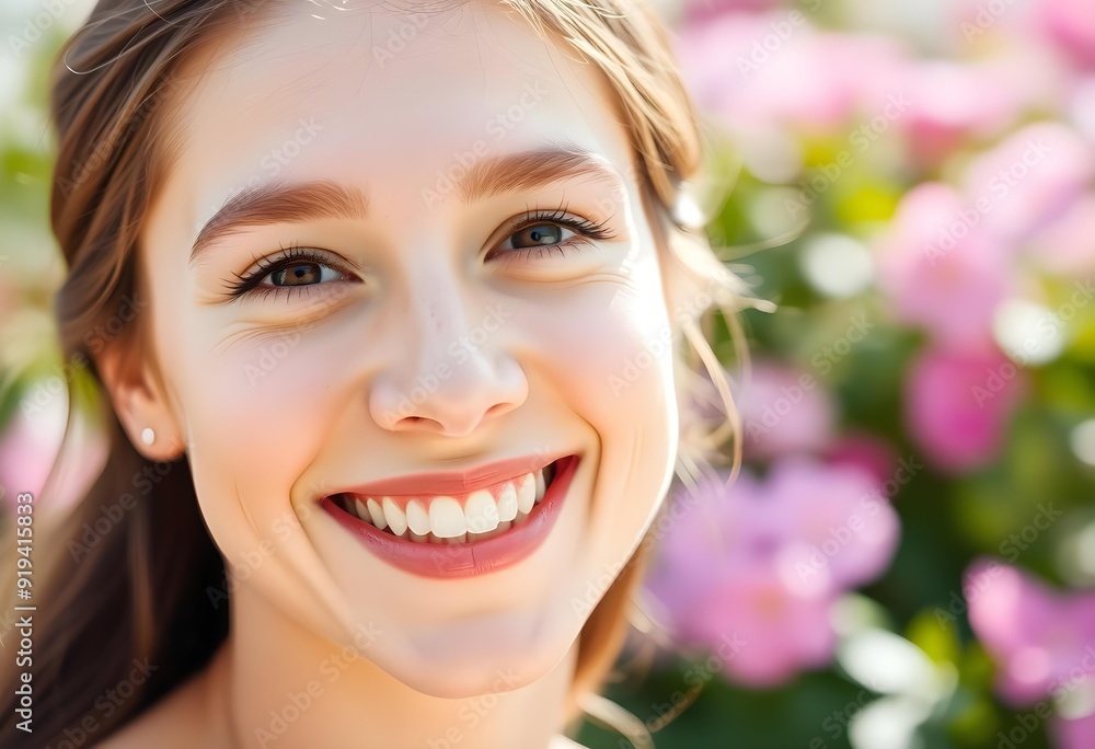 Happy Young Woman with a Radiant Smile Outdoors Happy Young Woman with a Radiant Smile Outdoors