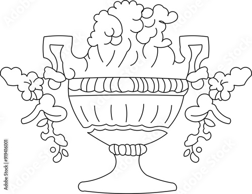 Vector sketch illustration silhouette design ornate ornament painting of the holy grail old classic vintage ethnic 