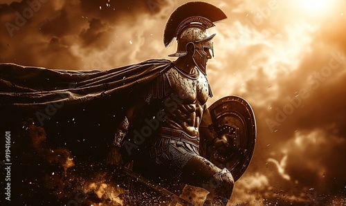 Obraz na płótnie gladiator is fighting with sword,shield.