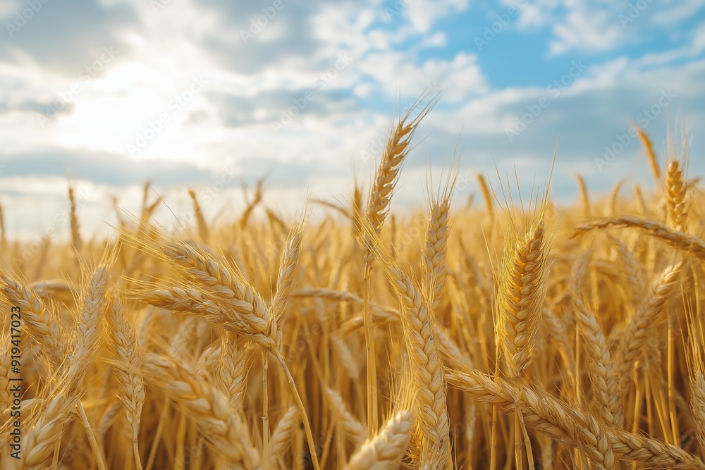 A serene golden wheat field swaying under a clear blue sky at sunrise, capturing the beauty of nature. A serene golden wheat field swaying under a clear blue sky at sunrise, capturing the beauty of nature.