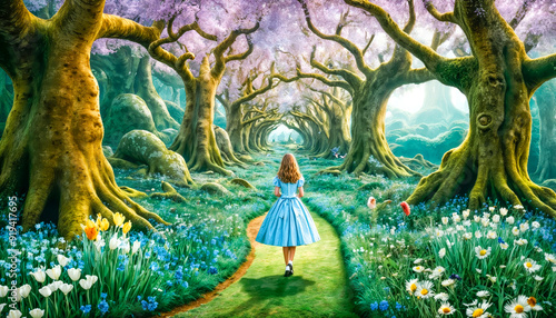 The beautiful girl Alice found herself in Wonderland