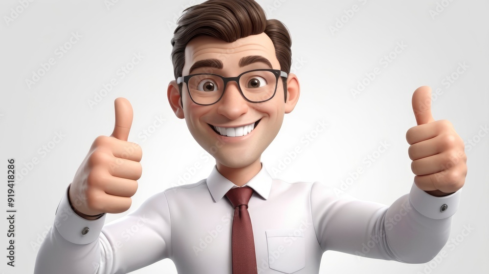 3D smiling businessman showing thumbs up, cool gesture on white background 3D smiling businessman showing thumbs up, cool gesture on white background