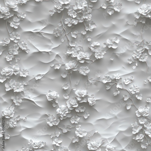 Seamless beautiful  decorative artistic flowers black and white pattern