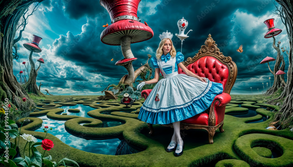 The beautiful girl Alice found herself in Wonderland The beautiful girl Alice found herself in Wonderland