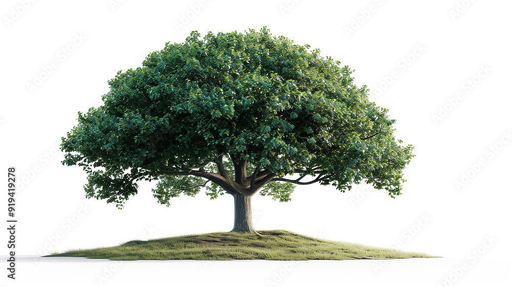 A realistic photo of an oak tree with green leaves on top, standing alone in the grassy ground, isolated on white background, 3d rendering, highly detailed and sharp focus, isolated on white backgroun A realistic photo of an oak tree with green leaves on top, standing alone in the grassy ground, isolated on white background, 3d rendering, highly detailed and sharp focus, isolated on white backgroun