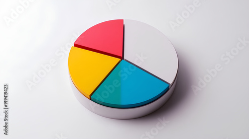 Free Download A 3D pie chart with minimalistic and simple shapes in colorful hues, set against a white background. - GFXLoad