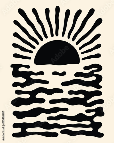 contemporary silhouette of the sun shining