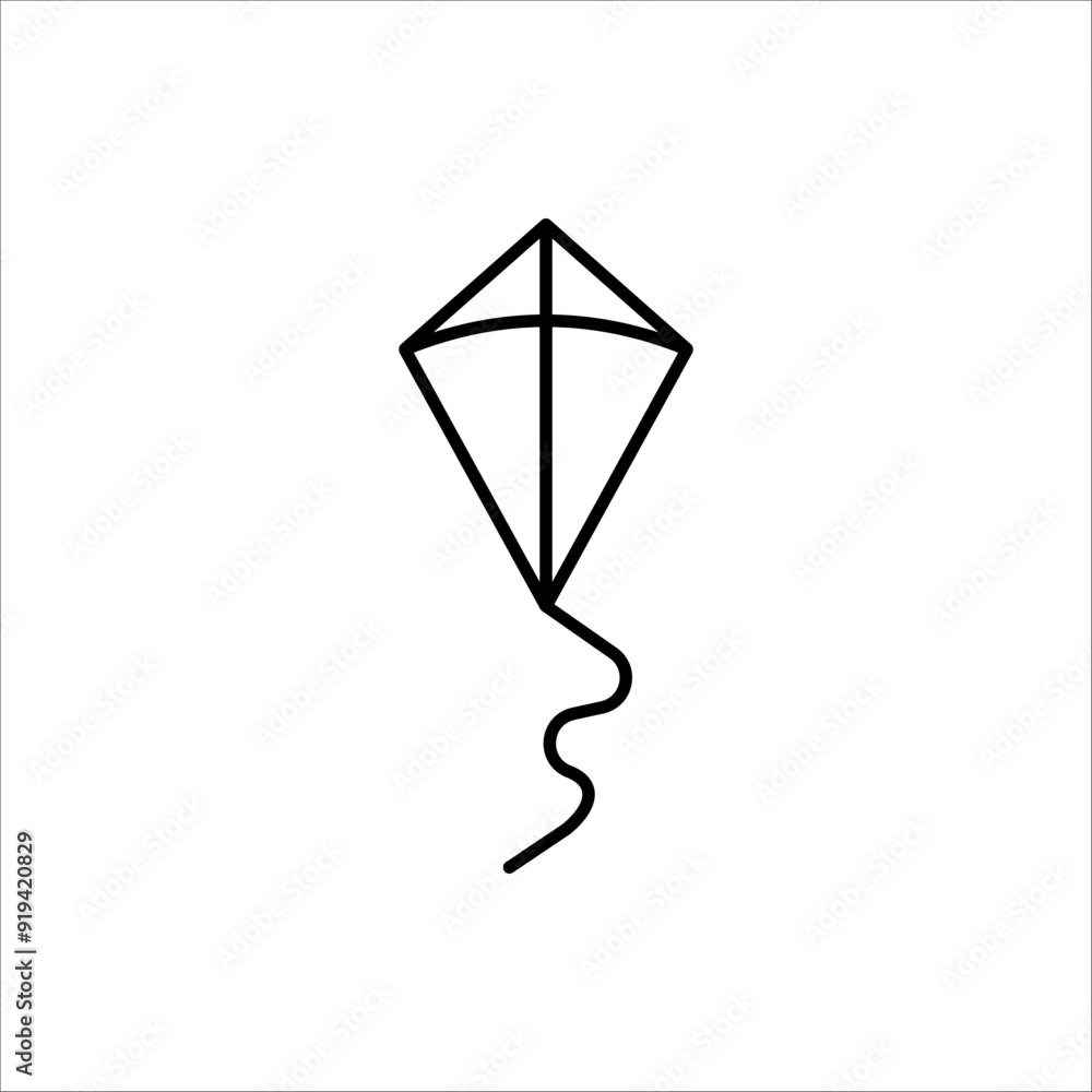 Kite icon for kids. Vector illustration of kite icon isolated on white background. Kite icon for kids. Vector illustration of kite icon isolated on white background.