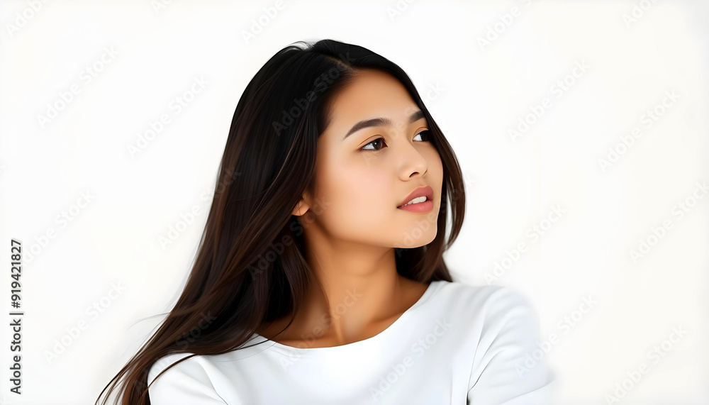 Minimalist Portrait of a Young Woman with Natural Beauty Minimalist Portrait of a Young Woman with Natural Beauty
