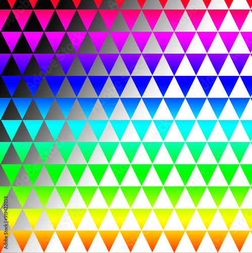 A visually striking background featuring a seamless pattern of triangles with smooth gradient transitions. This abstract design combines vibrant colors and geometric shapes, creating a dynamic, modern