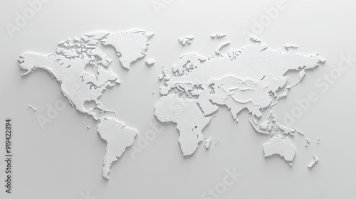 White 3D World Map.