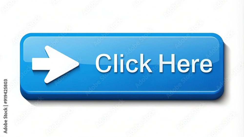 A bright blue rectangular button with a white arrow pointing to the right and bold white text A bright blue rectangular button with a white arrow pointing to the right and bold white text