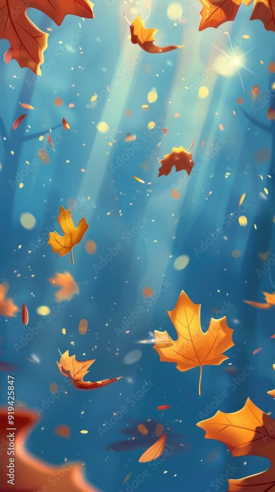 Acorns and autumn leaves on a light blue background, showcasing fall's vivid colors and textures. ai Acorns and autumn leaves on a light blue background, showcasing fall's vivid colors and textures. ai