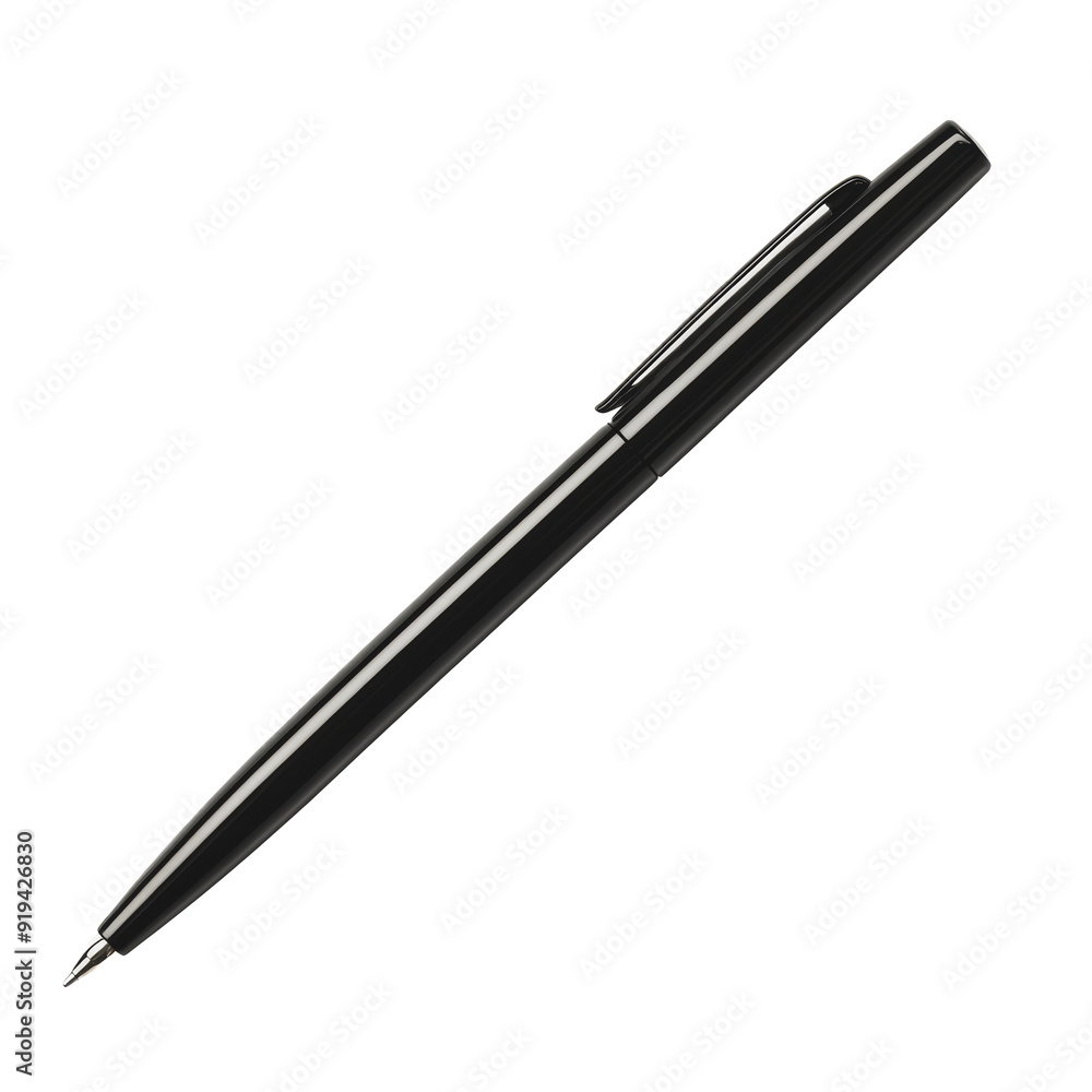 PNG Black pen lying on a white background PNG Black pen lying on a white background