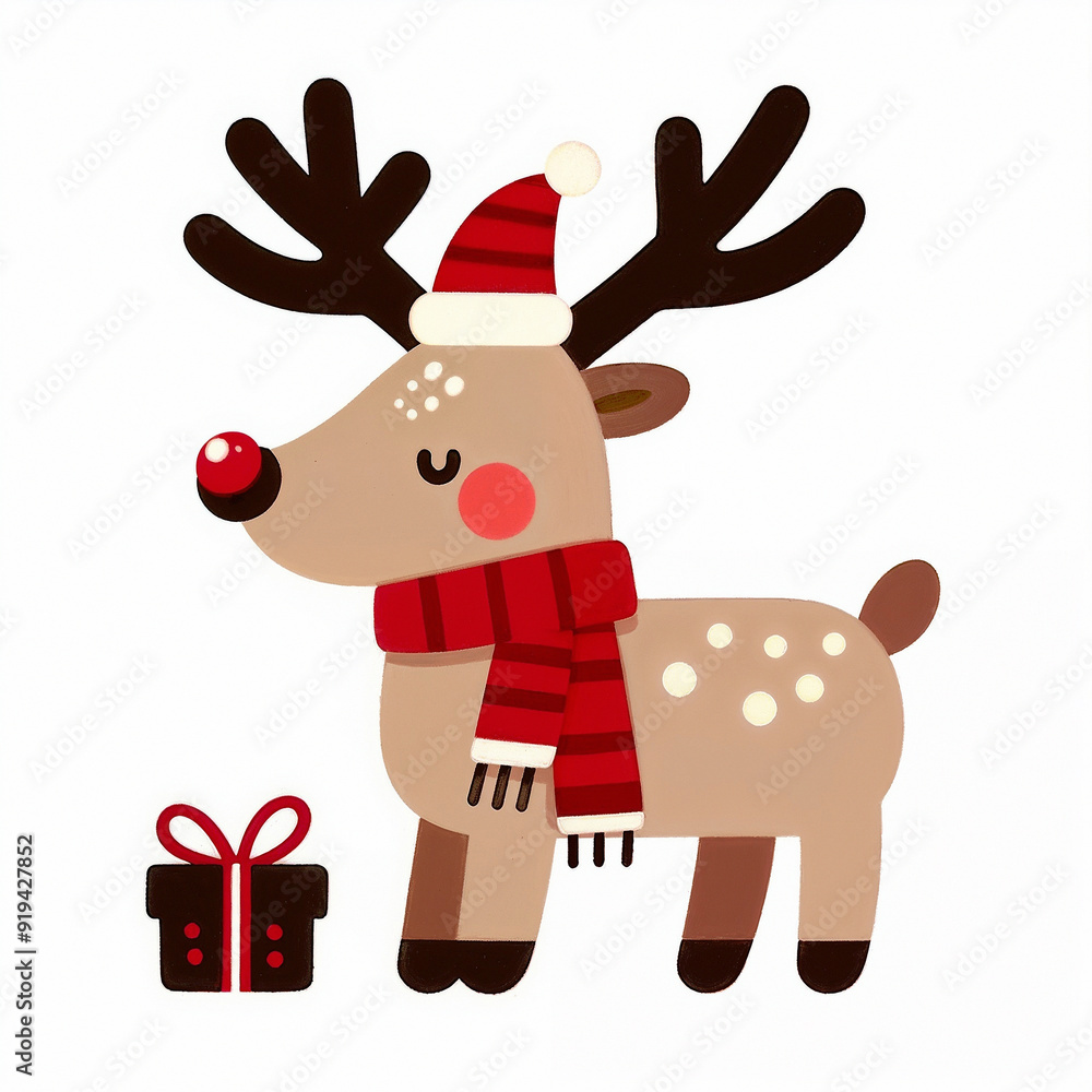 Naklejka premium Christmas reindeer on white background. AI