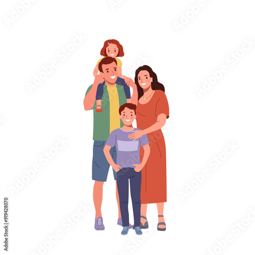 Mother and father with children. Happy family isolated. Vector cartoon flat style illustration