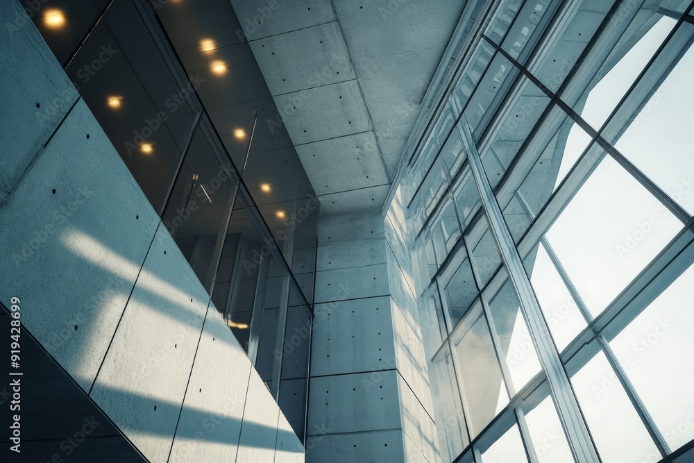 Obraz premium The building features unique and contemporary features, bold with clean lines and geometric shapes