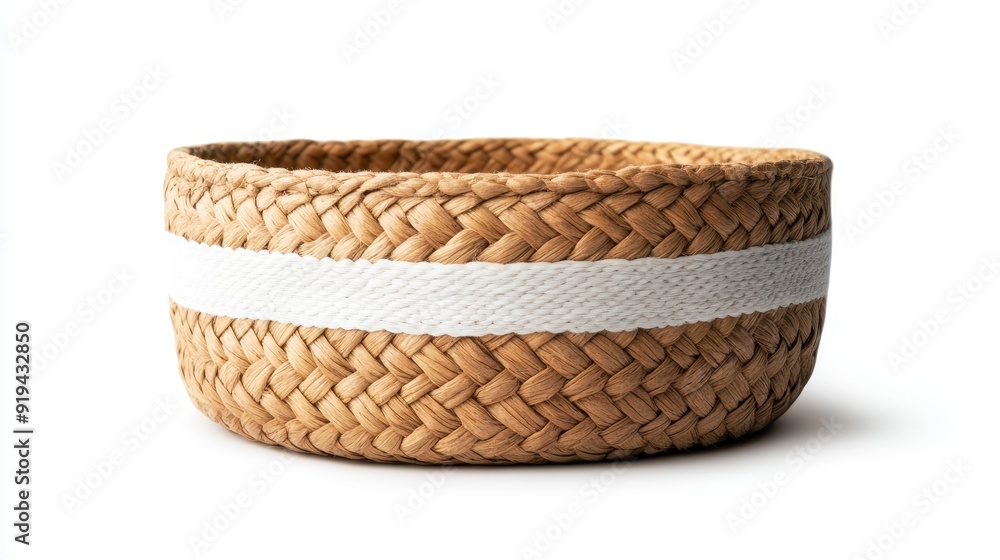 Organic hemp basket, natural woven texture, isolated on white, clean composition, eco-friendly design Organic hemp basket, natural woven texture, isolated on white, clean composition, eco-friendly design