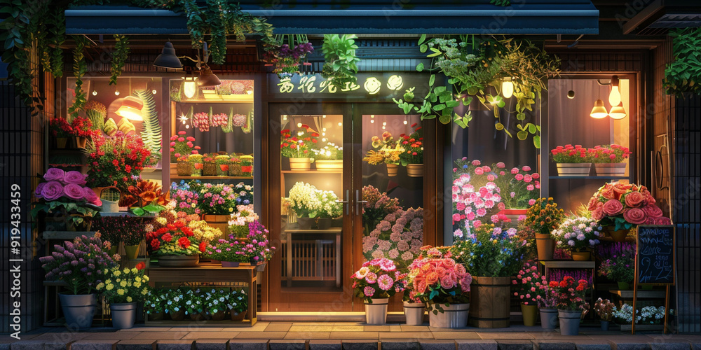 Flower shop from outside on the street beautiful flowers shows through its windows Its daytime
Flower shop from outside on the street beautiful flowers shows through its windows Its daytime