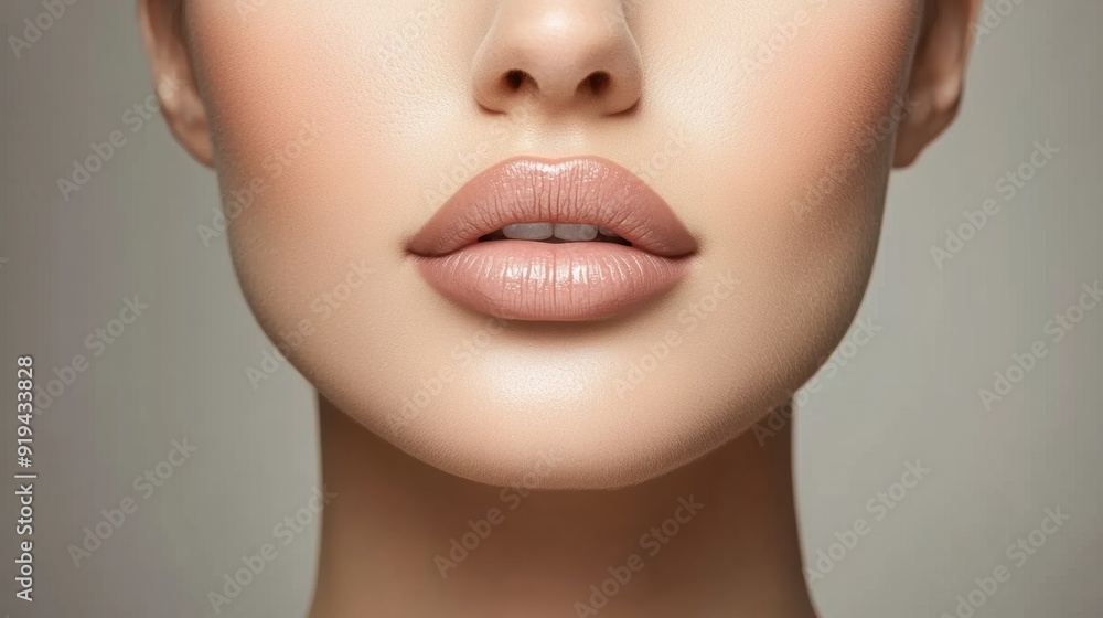 Close-up of woman's lips with natural makeup Close-up of woman's lips with natural makeup