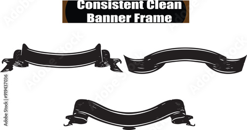 Banner Frame  Black and White vector Design