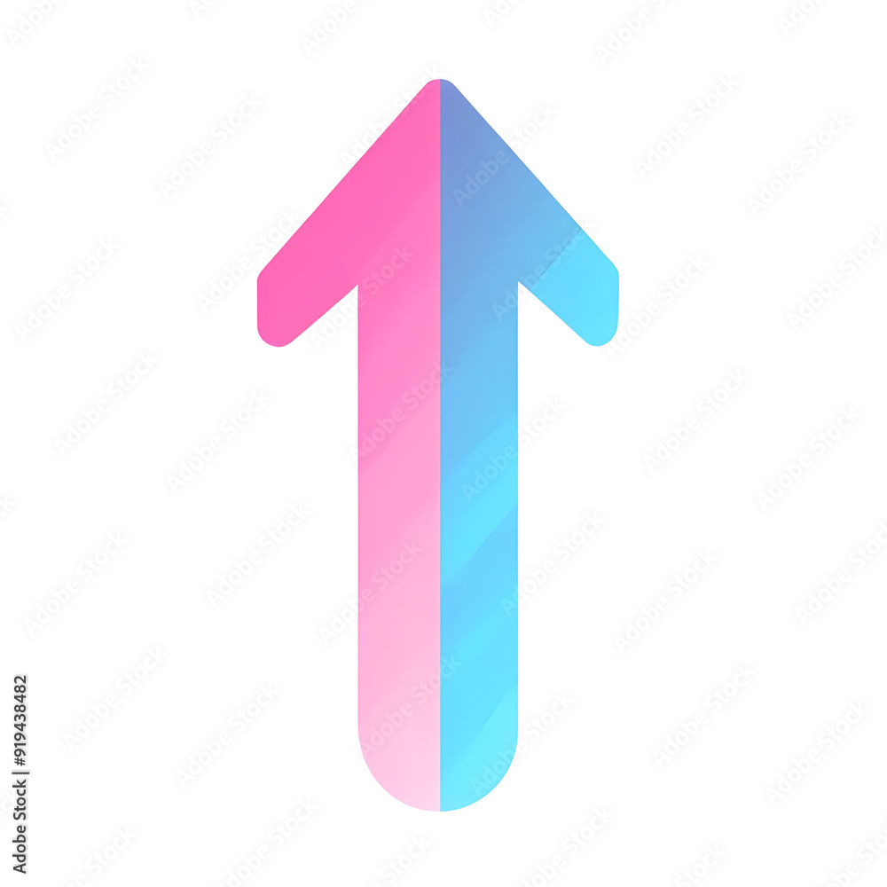 A vibrant upward arrow symbol with a gradient of pink and blue colors, ideal for representing growth and progress. A vibrant upward arrow symbol with a gradient of pink and blue colors, ideal for representing growth and progress.