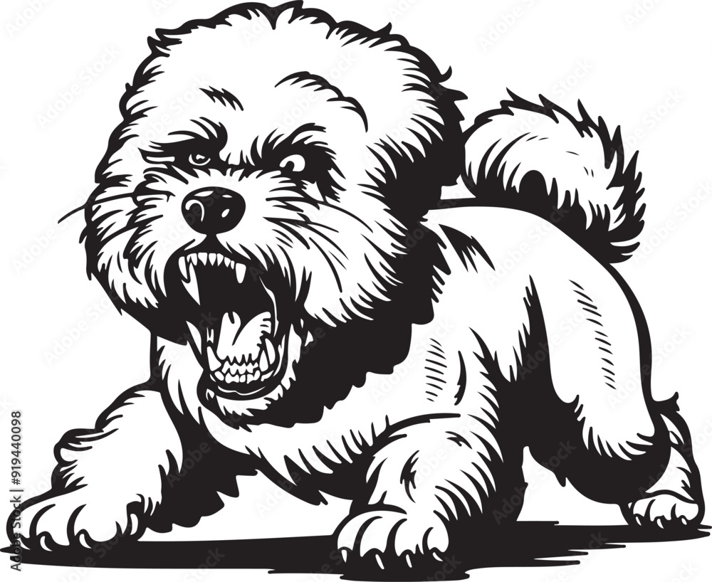 Bichon Frise Dog Angry Stylized Vector Illustration Bichon Frise Dog Angry Stylized Vector Illustration