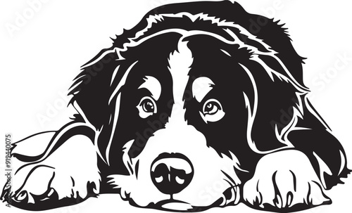 Bernese Mountain Dog Lying Down Stylized Vector