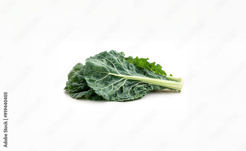 Fresh Bunch of Collard Greens on White Background Fresh Bunch of Collard Greens on White Background